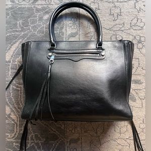 Rebecca Minkoff Smooth Black Leather Moto Tote